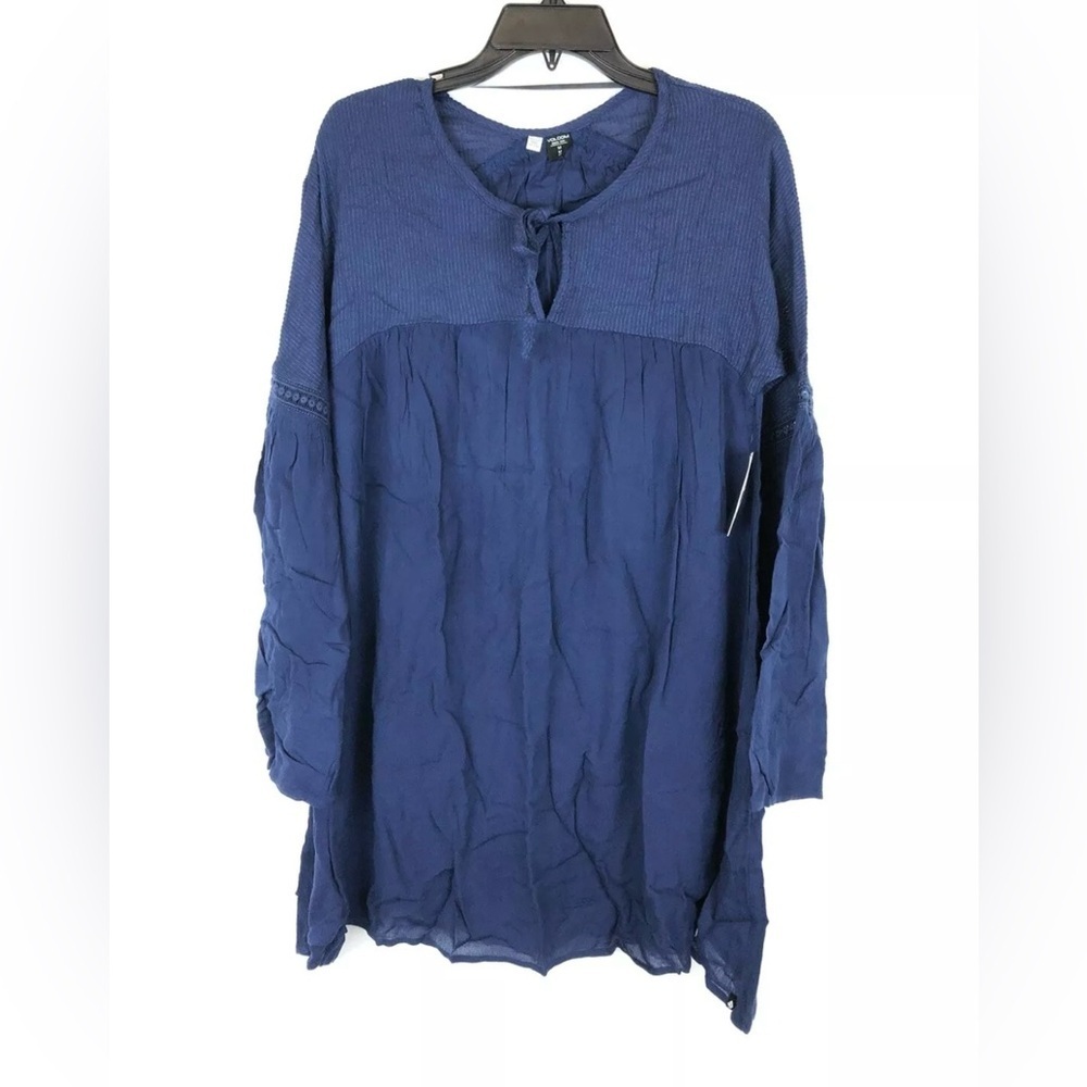 Volcom Women’s Peaceazy Navy Blue Long Sleeve Short Dress, Size Medium